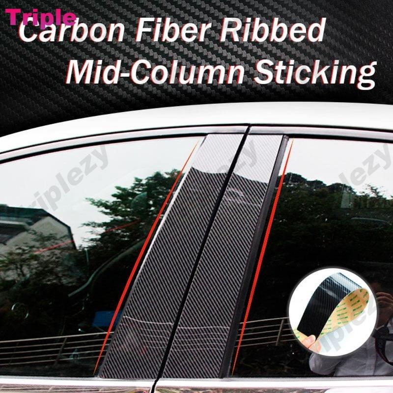 4Pcs Glossy Piano Black Pillar Post Cover For Toyota Alphard Vellfire AH30 2015- Carbon Fiber Car Window Trims Stickers