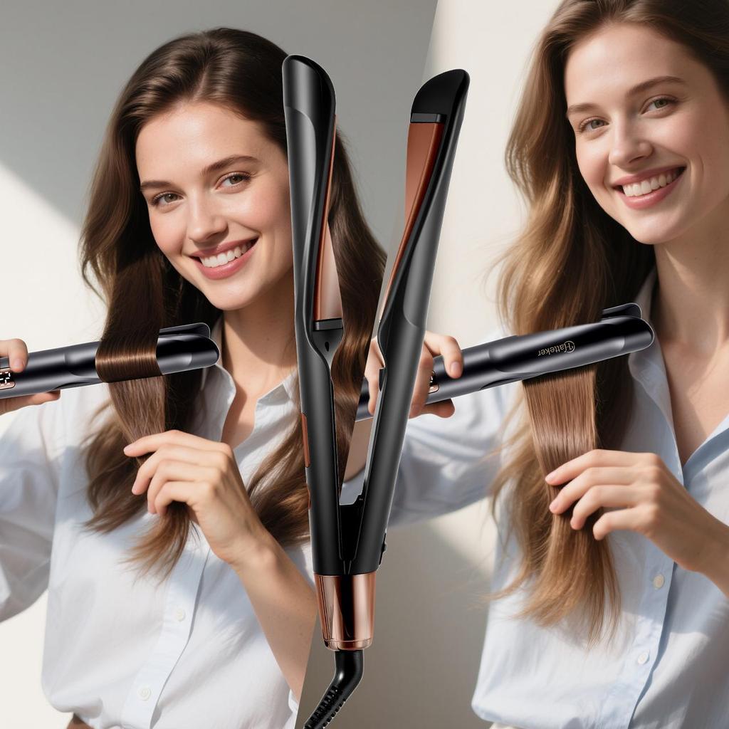 Hatteker Ceramic Hair Curler Straightener 30S Fast Heat up with Auto Shut-Off for Quick Safe Styling