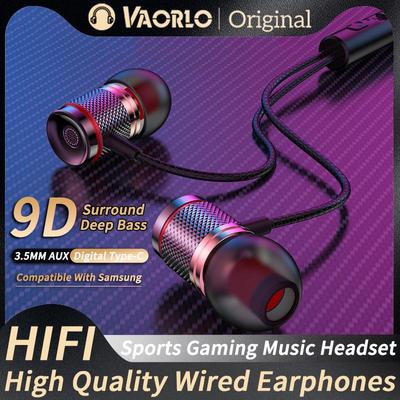 9D HIFI Heavy Bass Kopfhörer 3,5 MM AUX/Typ-C Digital Chip 7.1 Surround Stereo Kabelgebundenes Headset mit Mikrofon Ohrhörer für Samsung Android