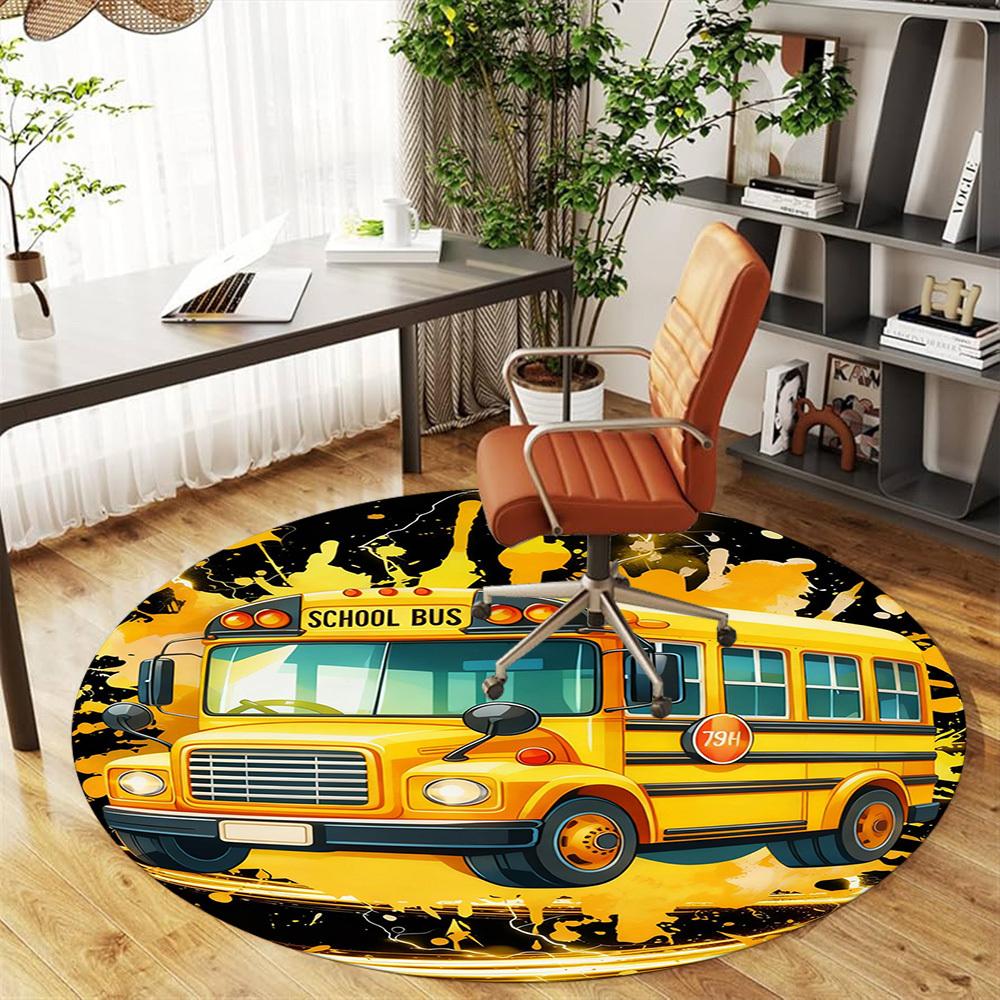 1 Stück Schulbus Blitzrunde Stuhlmatte Teppich - Rutschfest, Fußmatte für Büro, Schlafzimmer und Innendekoration - Geschenk D1127188