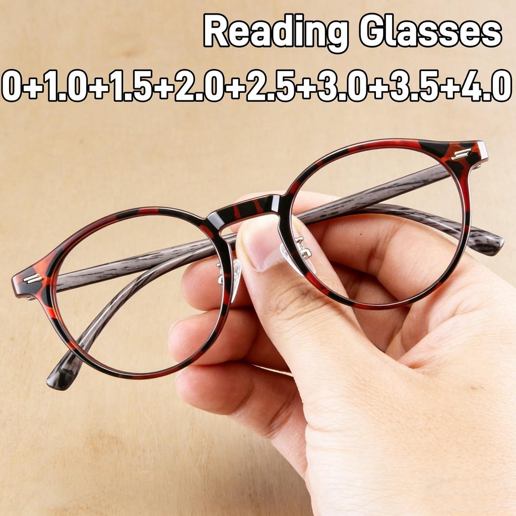 Women Korean Retro Round Frame Reading Glasses Ultra Light High-definition Anti Blue Light Presbyopia Glasses PC Frame Eyewear