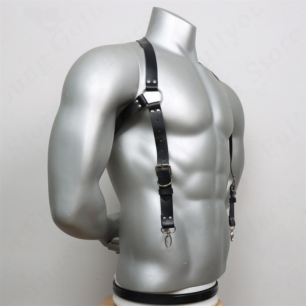 Men Harness Belts Fetish Gay Clothing for Sex Rave Sexual PULeather Chest Adjustable  Gay Body Bondage Cage Harness Lingerie