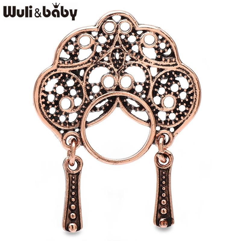 Wuli&baby Vintage Wear Phoenix Coronet Lady Brooches For Women 3-color Metal Beautiful Opera Character Face Party Brooch Pins