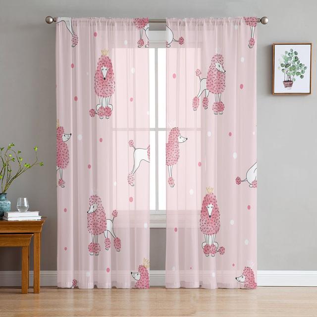 

Милая прозрачная занавеска с изображением питомца корги и собаки для гостиной, спальни, вуаль, драпировка, кухонное окно, тюлевые шторы, предметы первой необходимости 1 PCS W100XH250cm