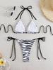 Zebra-Print Schnür-Halterneck-Bikini Badeanzug 2025