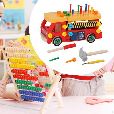 Šroubovák Nástroj Aktivní deska Dřevěné auto Hračky pro jemnou motoriku Montessori Šroub pro