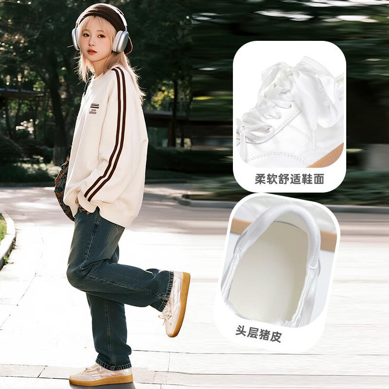 Leather Forrest Gump shoes women's 2025 summer new square head flat-soled sports shoes women's casual single shoes versatile German training shoes