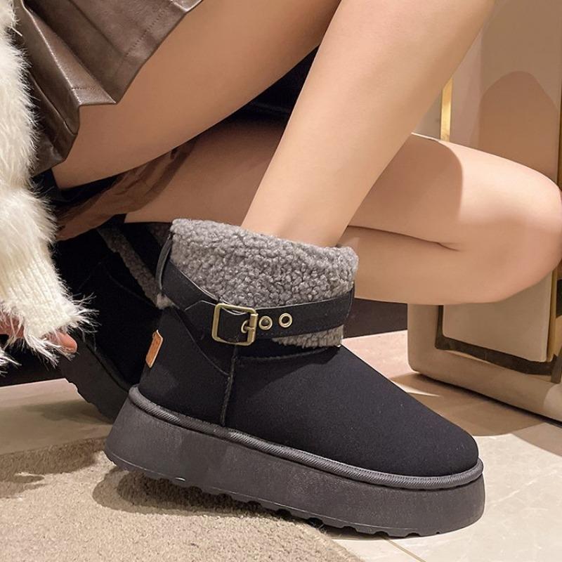 Large Size Fluffy Snow Boots for Women's Autumn and Winter New Velvet Thickened Large Cotton Warm Cotton Shoes Cotton Boots for Women