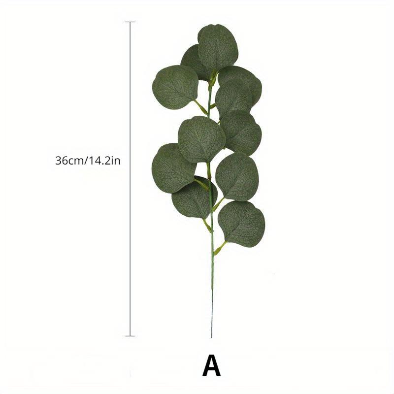 6Pcs Nordic Simulation Soft Rubber Feel Circular Eucalyptus Home Soft Decoration DIY Bouquet with Green Plants.