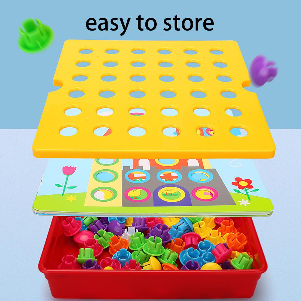 Children'S Button Puzzle Mushroom Nail Puzzle Intelligence Development Early Education Cognitive Puzzle Toy
