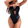 Women Swimsuit Crisscross Front Cutout Ruched Fabric Adjustable Spaghetti Strap Bathing Suit