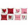4Pcs Pillowcases Linen Heart Shaped Letter Printed Valentine Day Decoration Living Room Sofa Bedroom Pillow Covers