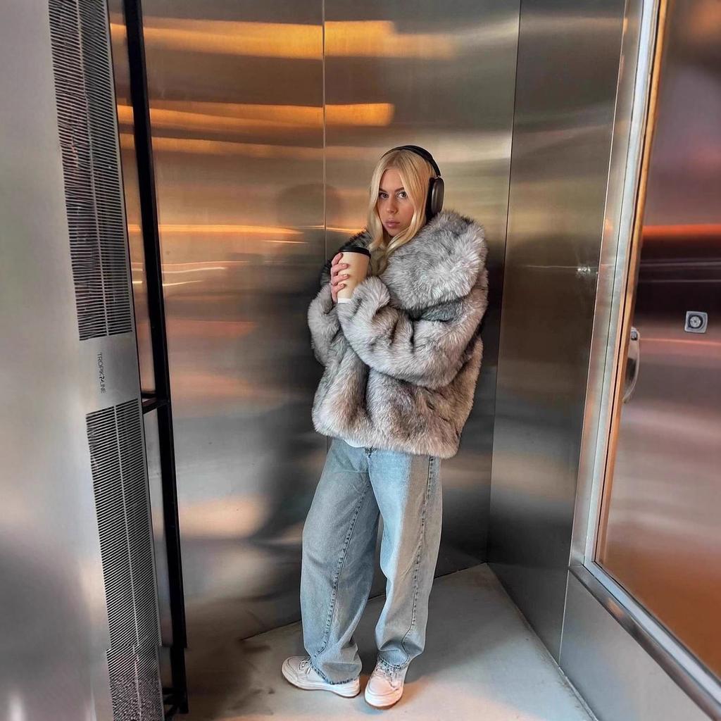 New autumn and winter fox fur coat women's big lapel collar Internet celebrity imitation fur coat fashion silver fox environmentally friendly fur