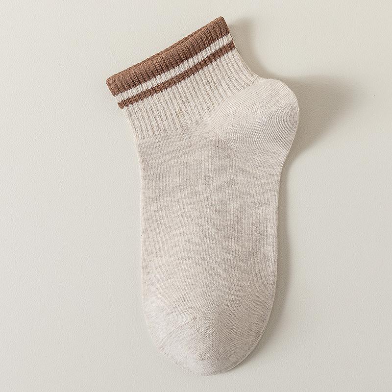 

Мужские тонкие хлопковые носки-лодочки в полоску для весны и лета, влагоотводящие и дезодорирующие, бесшовные 1 pair хаки