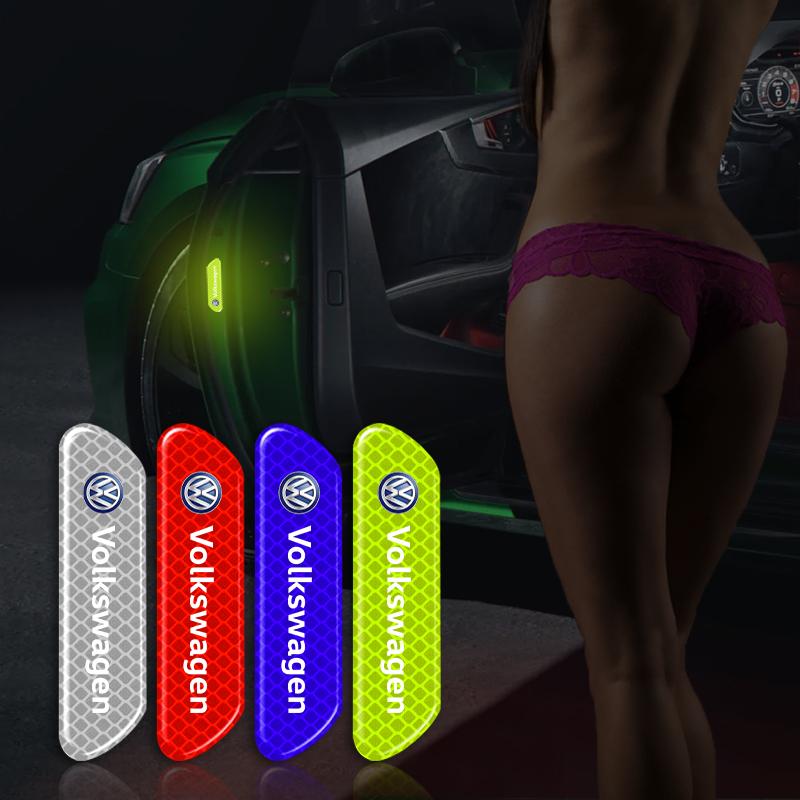 4PCS/set Car Reflective Strips Warning Stickers Car Styling For Volkswagen Golf-6 7 4 5 POLO Passat B5 B6 B7 T4 T5 Tiguan Jetta Gol