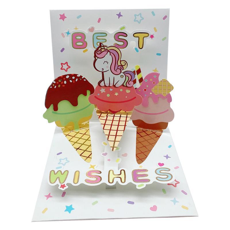 3D Up Happy Birthday Greeting Card Delicate Handmade Cake Design Foldable for Coworker Birthday Surprise Small Gift