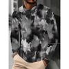 T-shirt da uomo a maniche lunghe con stampa a righe 3D, top da uomo comodo, traspirante e versatile