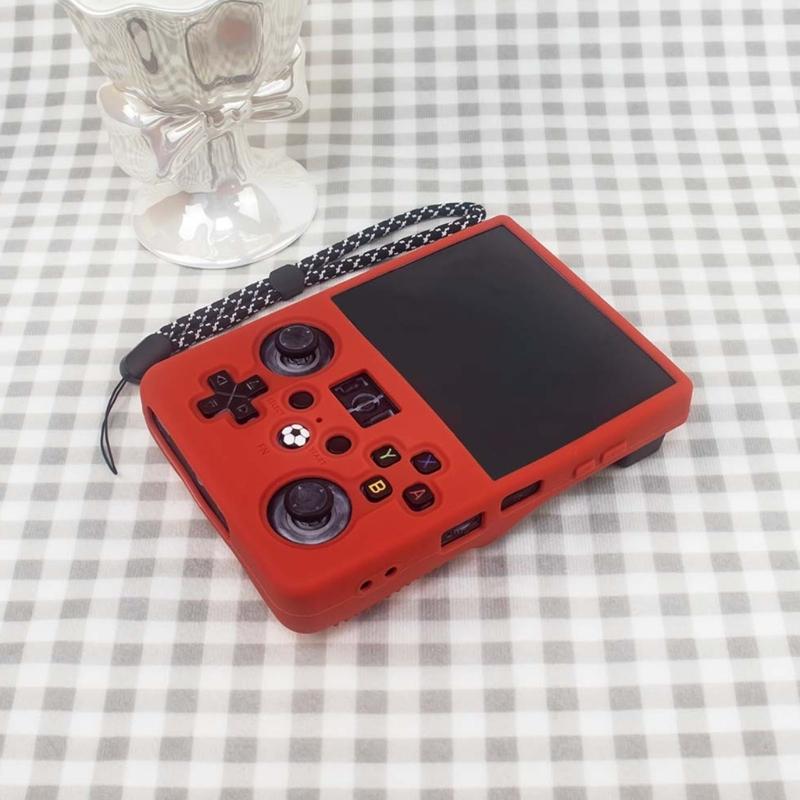 Handheld Game Device Silicone Case, Full-Cover Shell with Control Openings, Rear Grip Texture, Wrist Chain for R36MAX2