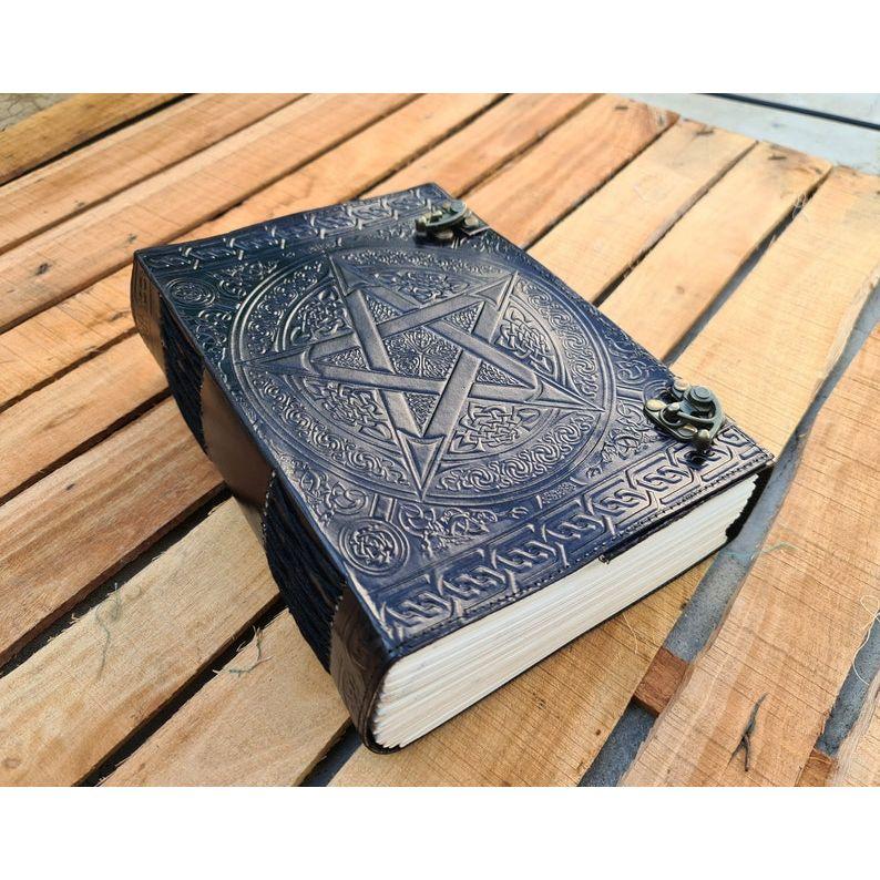 Large Pentagram Embossed Leather Journal | 600 pages, Writing Leather notebook | leather grimoire, Witches Notebook Halloween gothic Gift
