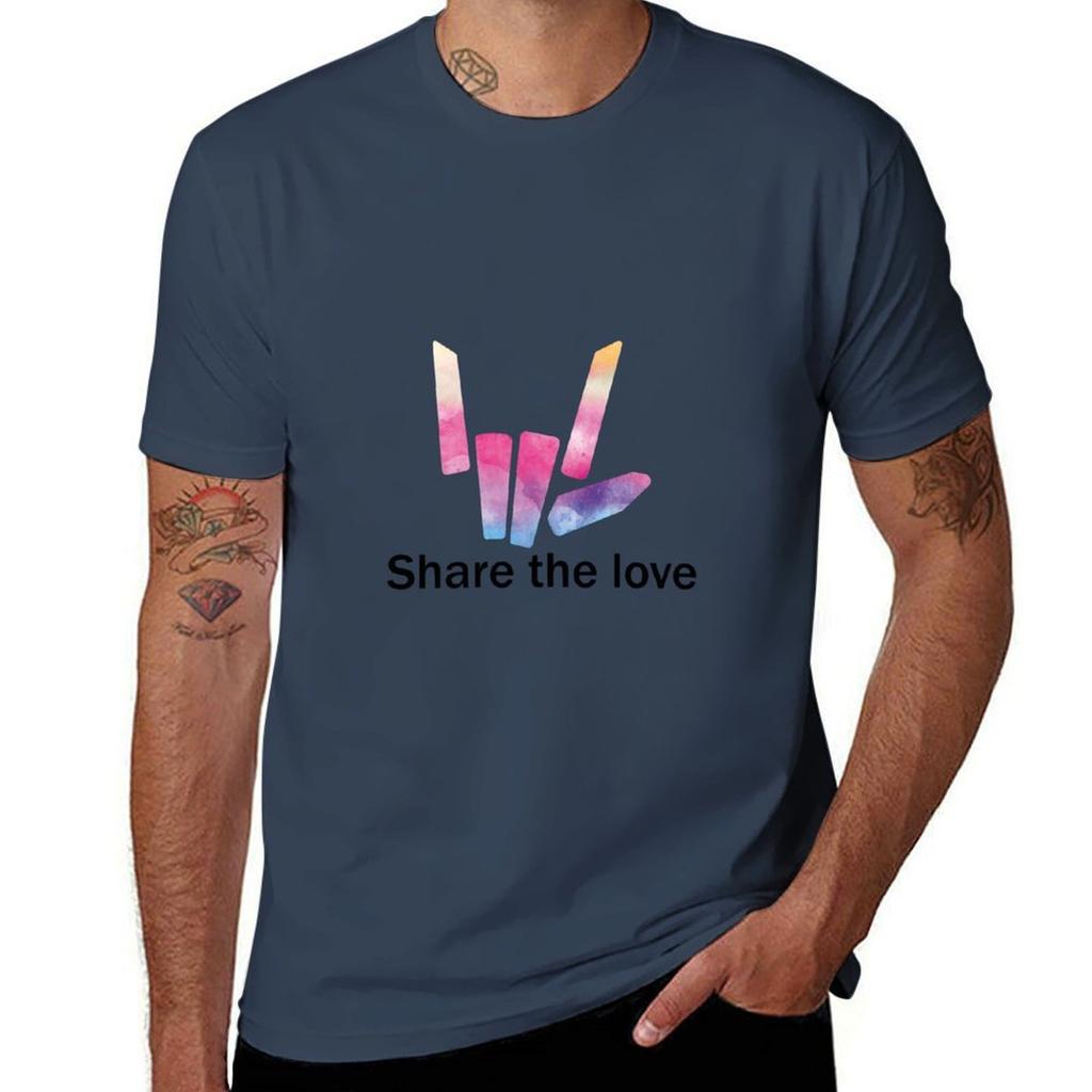 Share the Love Watercolor Colorful Style TShirt Simple Casual Short Sleeve Cotton TShirt