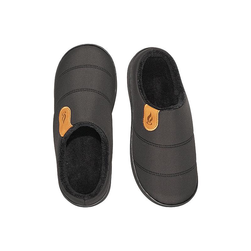Waterproof Cloth Fuzzy Slippers for Indoor Home Use, Anti Slip and Warm, Thick Bottom with Fleece, Autumn and Winter Cotton Slippers