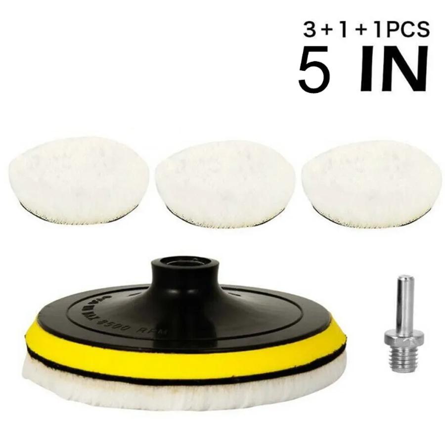 

5 шт. полировальные круги для полировки, набор из шерстяных кругов для полировки автомобиля, дрель для полировки автомобилей, принадлежности для ухода за автомобилем
