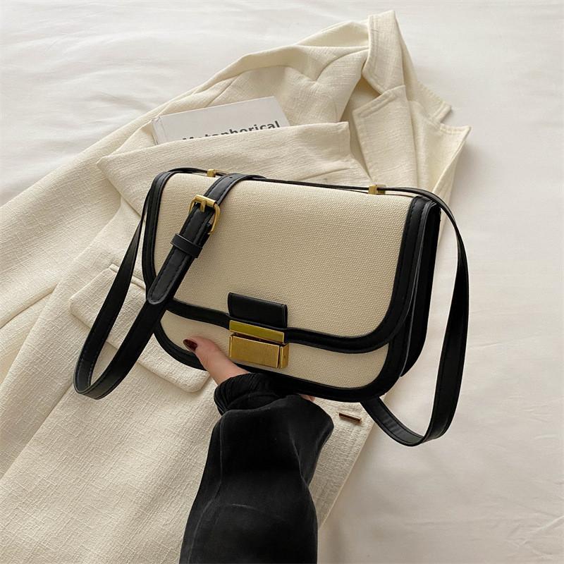 Trendy Korean Crossbody Women's Bag 2024 Fashionable Retro Color Block Design