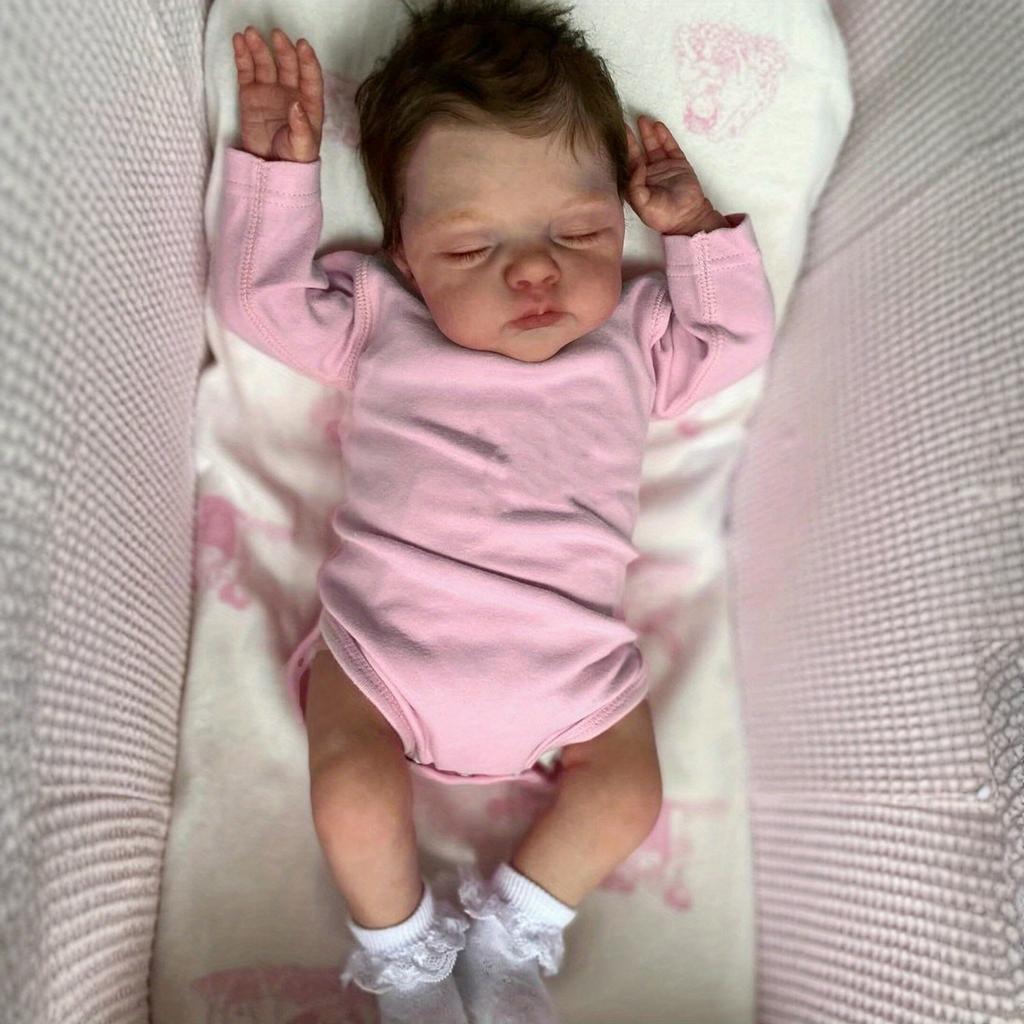 BZDOLL Cloth Body Vinyl Limbs 48 CM 3D-Paint With Visible Veins Asleep Reborn Baby Doll Toy For Girl Lifelike Collectable Doll Handmade Birthday Gift