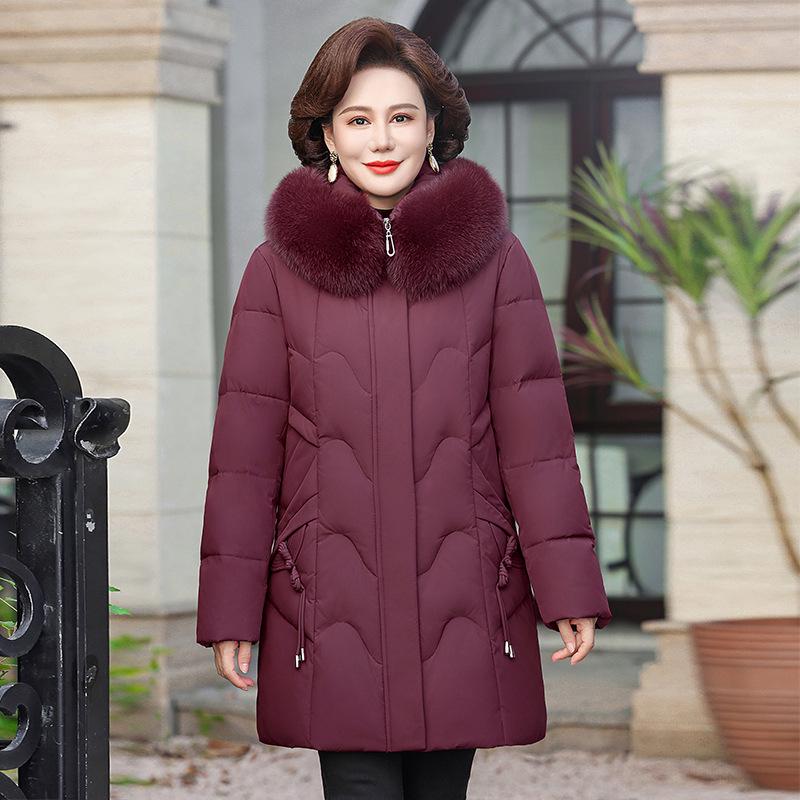 

Elegant Women s Mid-Length Down Jacket with Fur Collar - 2025 Collection 2XL (for 106-120 jin)