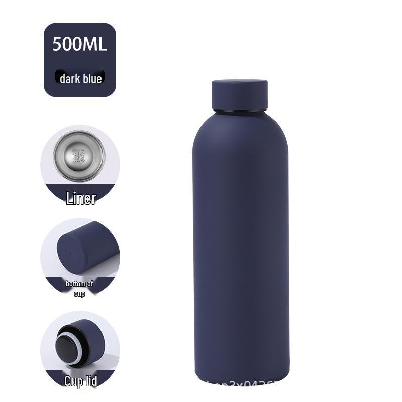 304 Stainless Steel Narrow Mouth Double-Layer Sports Thermos Bottle - Large Capacity 500ml