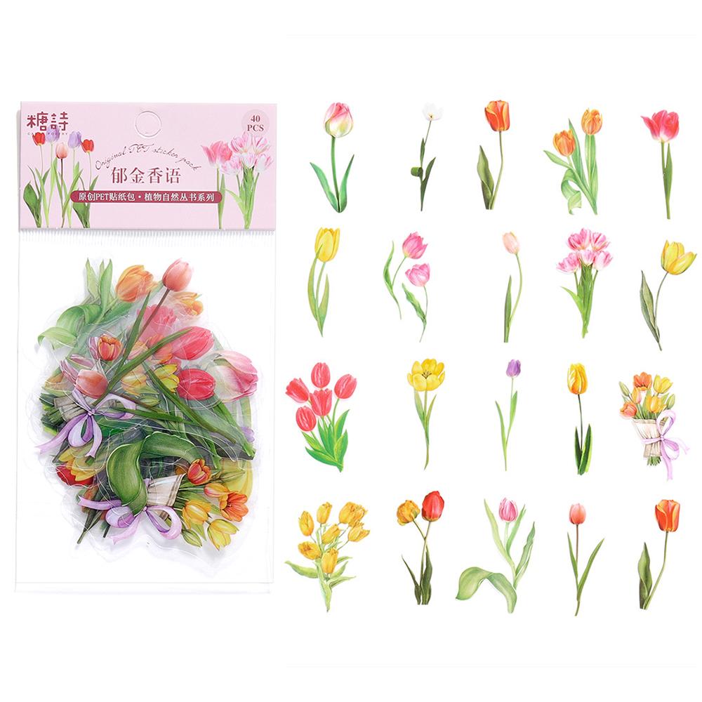 40Pcs/Bag Plant Nature Flower Decorative PVC Sticker Epoxy Resin Crafts Fillers Material for DIY Epoxy Resin Molds Book Decor