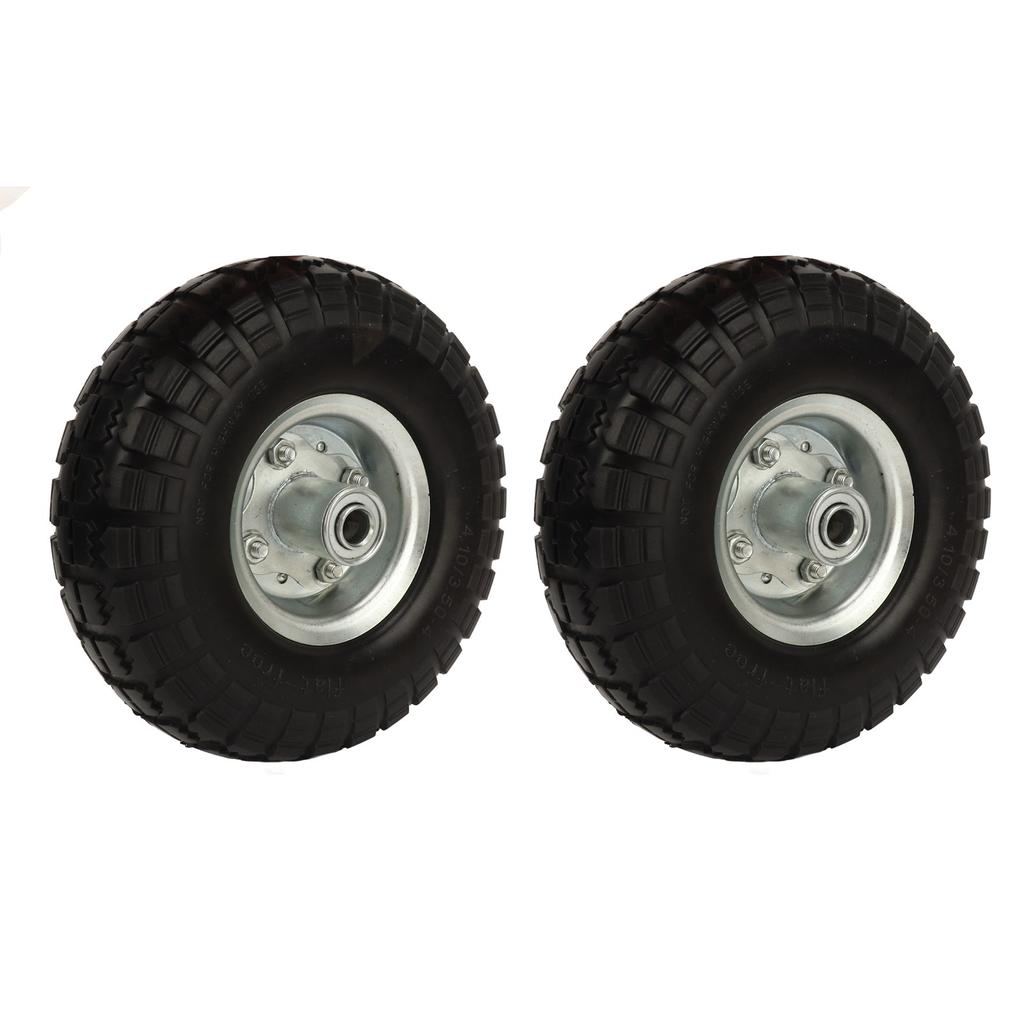 2Pcs 10in Solid Tire Set Inflation Free PU Foam Deep Groove Ball Bearing Solid Tyre Replacement for Garden Vehicles