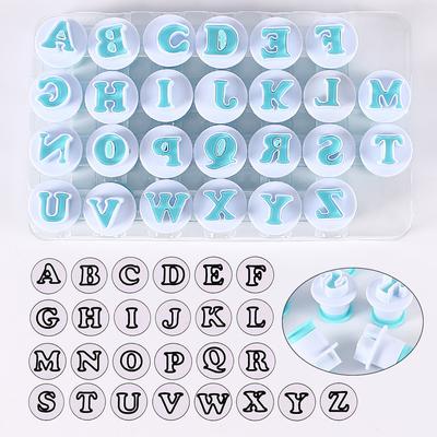 26 Upper and Lower Case Letters and Numbers Cookie Spring Press Die Fondant Cake Printing Press Die Cutting Die Baking Tool