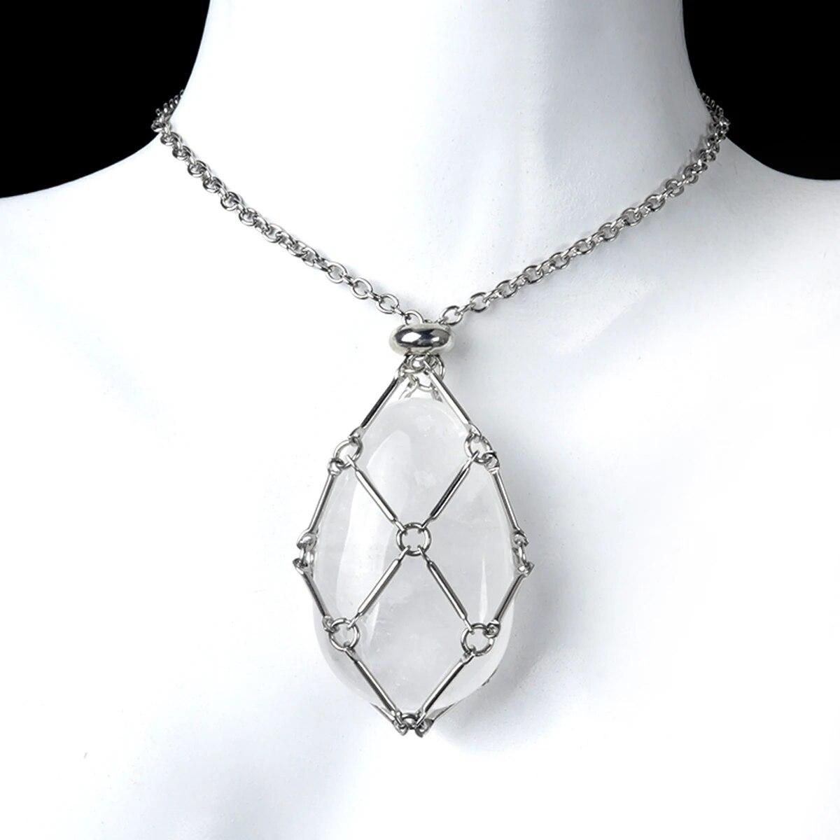 

Ожерелье-держатель из натурального камня, регулируемая клетка, кулон, ожерелье, цепочка из нержавеющей стали, унисекс, подарок на день рождения 25x38mm