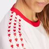 Adidas Camiseta Casual de Corazón Patchwork con Cuello Redondo y Ajuste Slim para Mujer Tops Miracle-Quartz IS5204