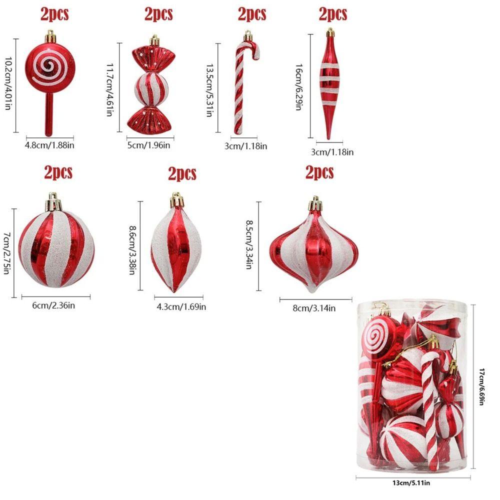 14pcs/set Candy Cane Xmas Tree Hanging Pendants Red Christmas Tree Hanging Ornaments  Natal Gift