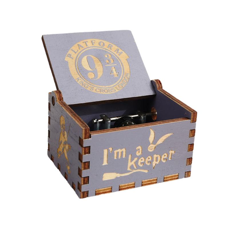 

Potter Music Wooden Box Retro Hand Cranked Engraved Toy Ornament Xmas Gift Style 2