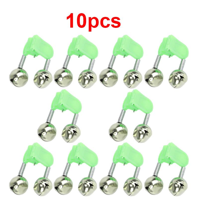 10 peças de clipe de sino de pesca de plástico alarme de vara de pesca com alarmes duplos