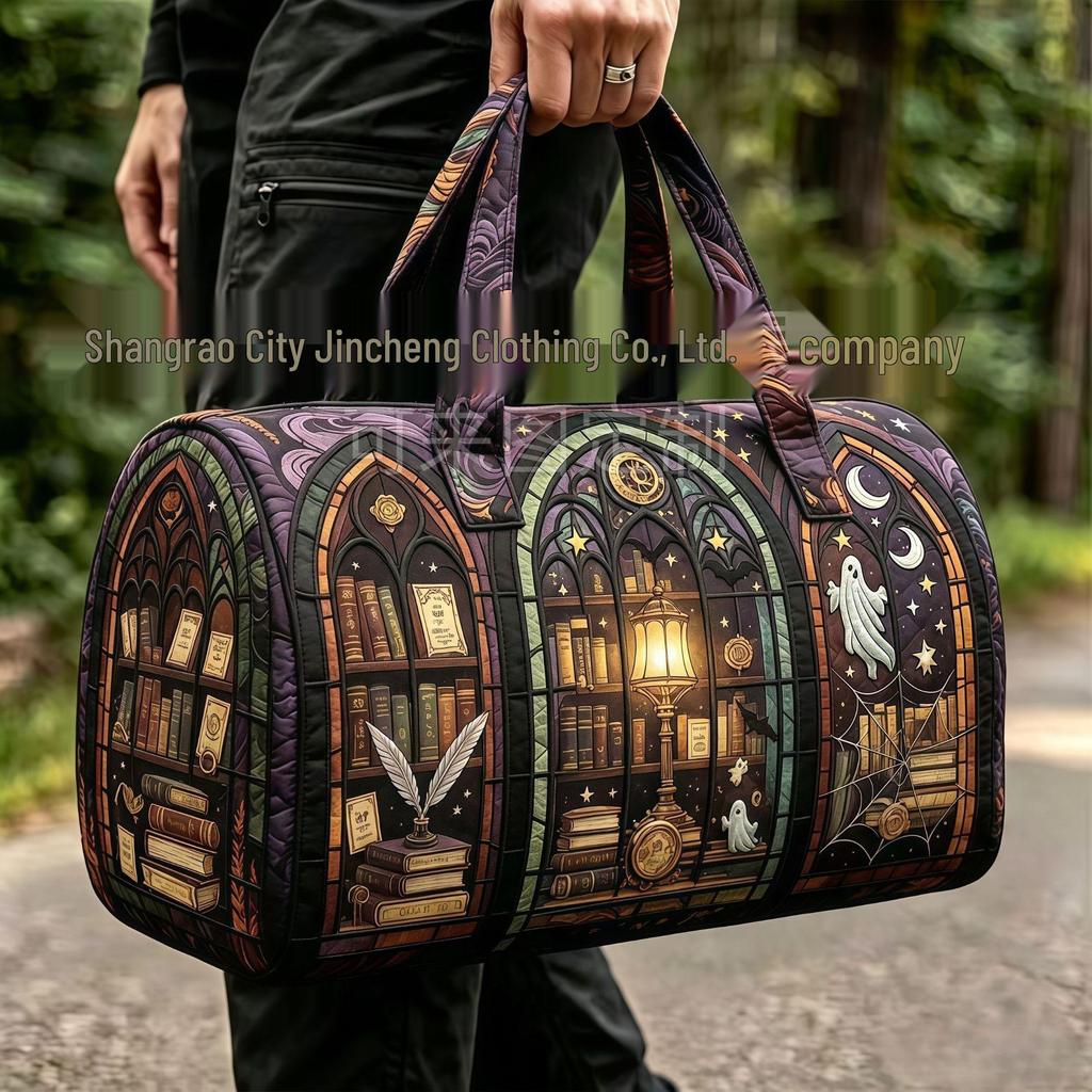 3D Gothic Buntglasdruck Halloween Sporttasche - Multifunktionale Reisetasche