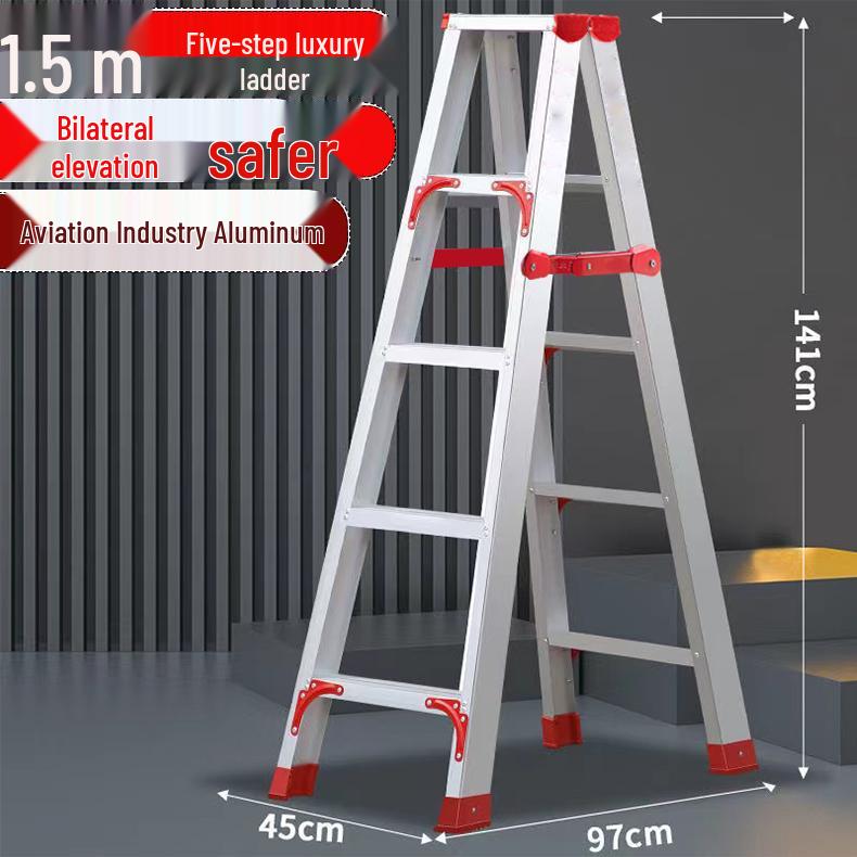 Aluminum Alloy Thickened Folding Ladder for Household and High-Altitude Use