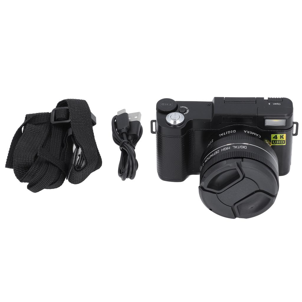 4K Digital Camera Face Detection Autofocus Anti Shake 48MP Vlogging Camera with 32G Card 3in 180 Degree Flip Screen