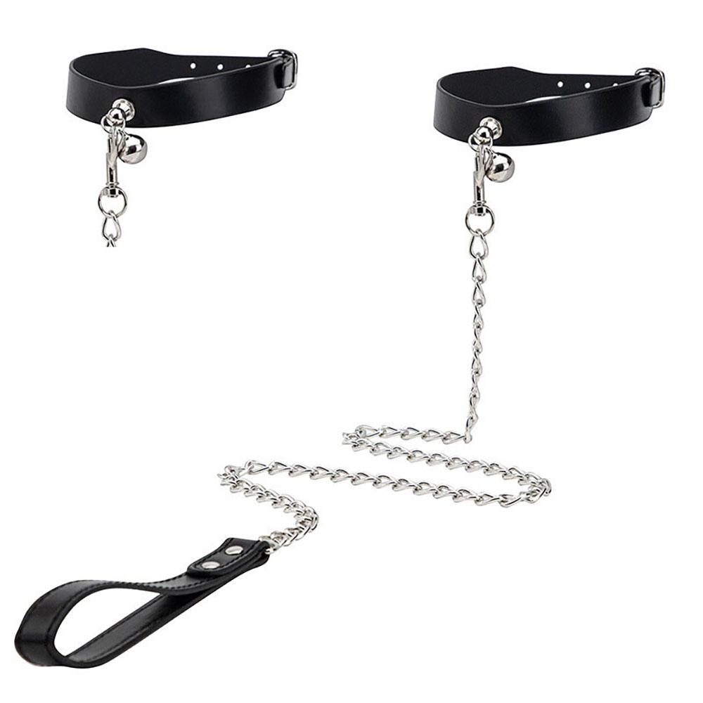 Adjustable Leather Neck Collar With Small Bell Decor Soft Skin Friendly Light Portable Interactive Accessory Easy To Clean