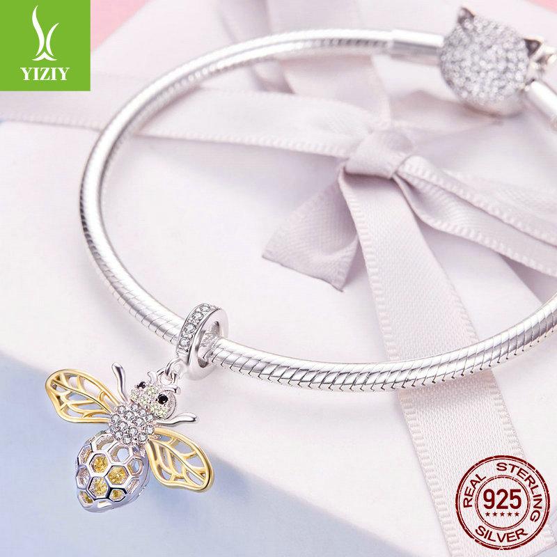 925 Sterling Silver Pendant Perpetual Bee White Gold Plated Fashion Necklace Pendant Scc1125