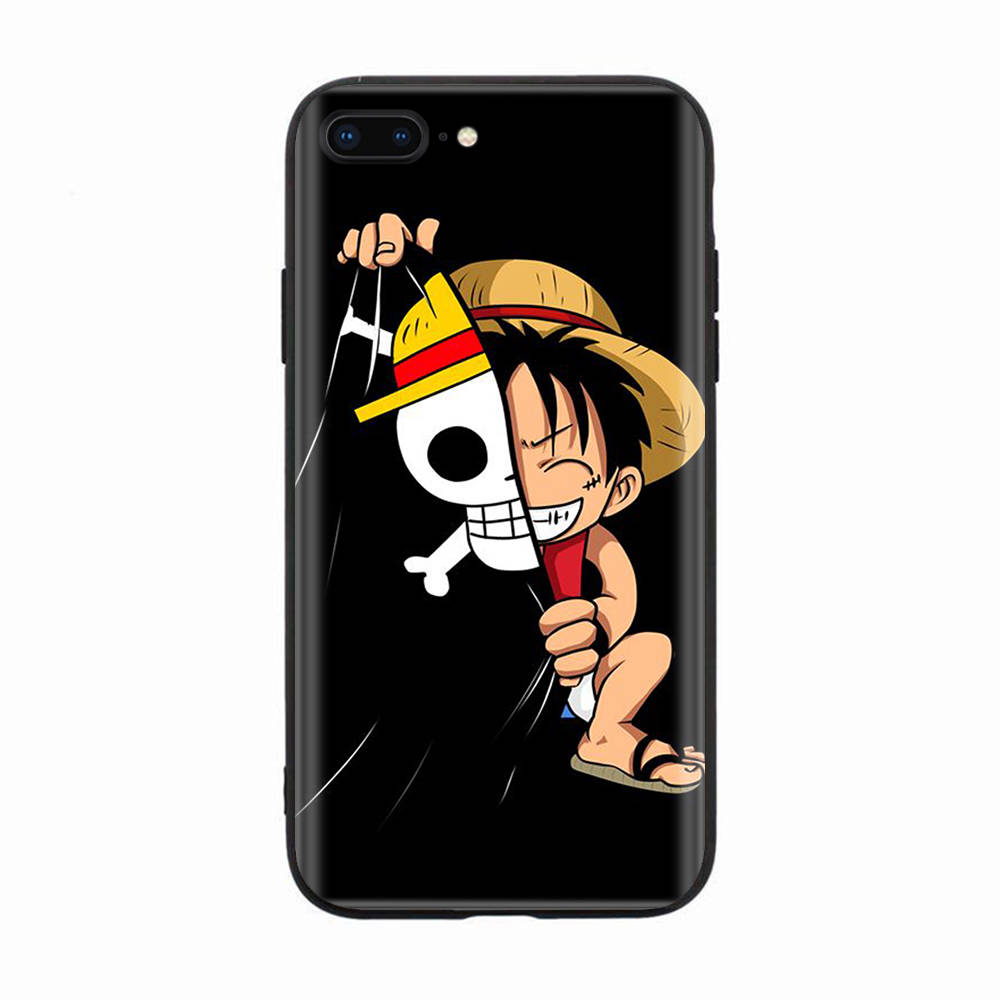Czarne etui dla Xiaomi Redmi 13C Note 9 iPhone XR 7 8 14 15 11 12 13 X XS Pro Max Samsung A25 S23 S24 FE Ultra Plus One Piece Luffy