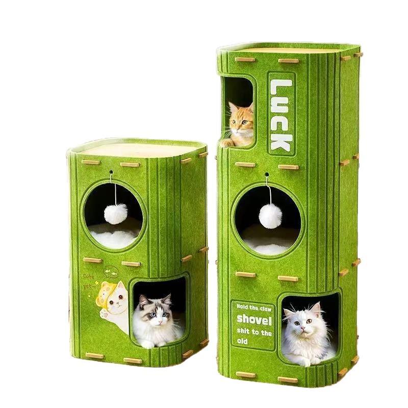 Durable Multi-Layer Cat Tree with Cozy Felt Bed and Hole Design for Year-Round Comfort