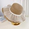 Mesh Straw Hat Women's Summereasiest for Match Outdoor Seaside Travel Vacation Sunscreen Sun Hat Big Brim Fisherman Hat
