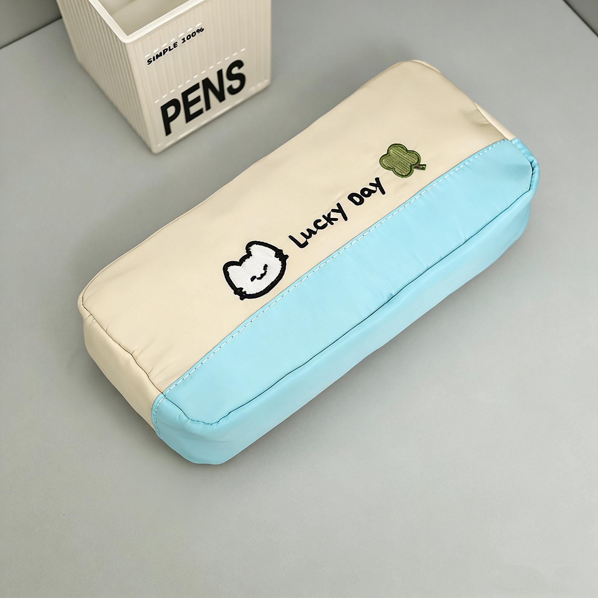 

Cute Cat Embroidery Pencil Bag Large Capacity Stationery Pouch Simple Aesthetic Pen Case for Students Back To School Gifts