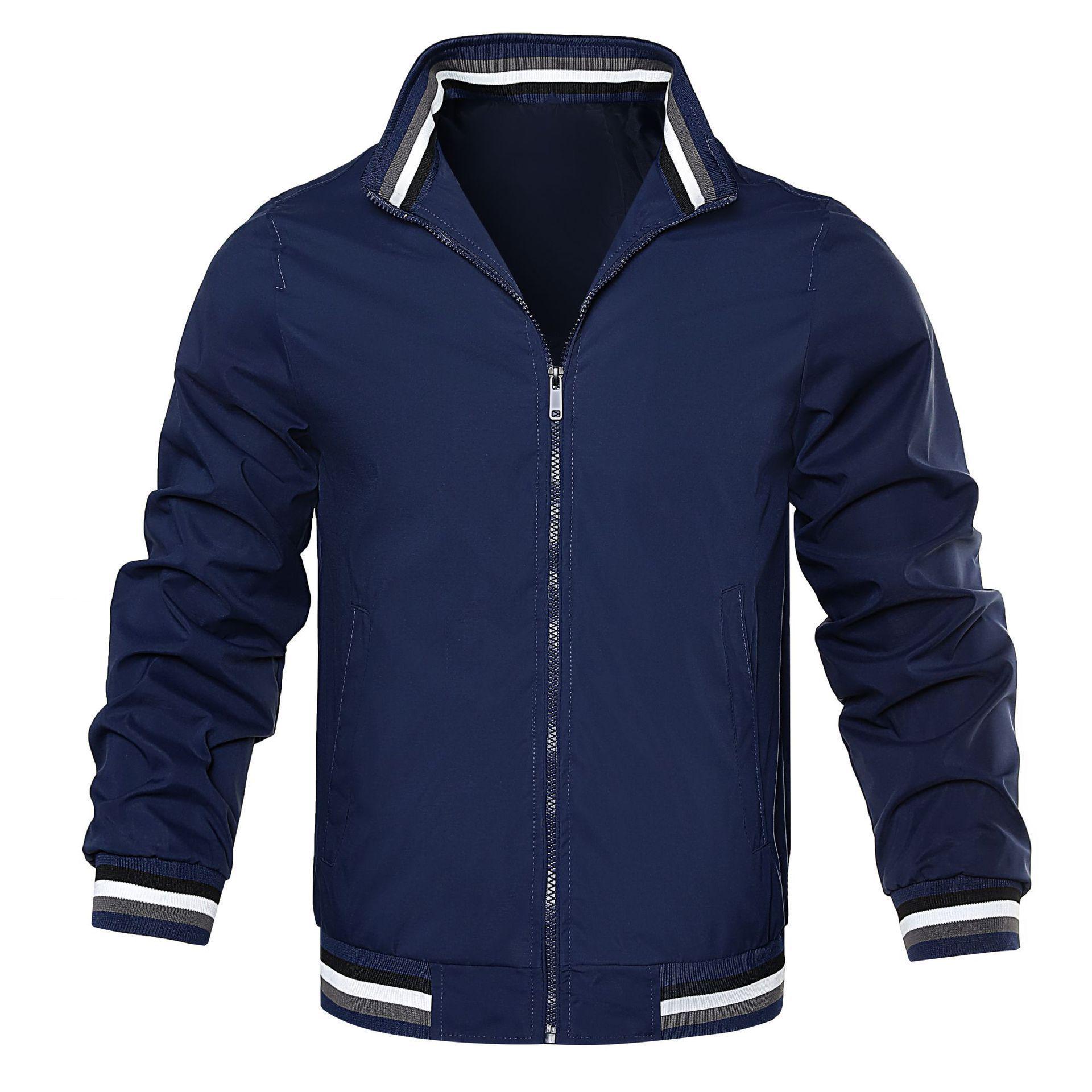 

Men s Casual Solid Color Sports Jacket - Spring/Autumn Trend 4XL темно-синього кольору
