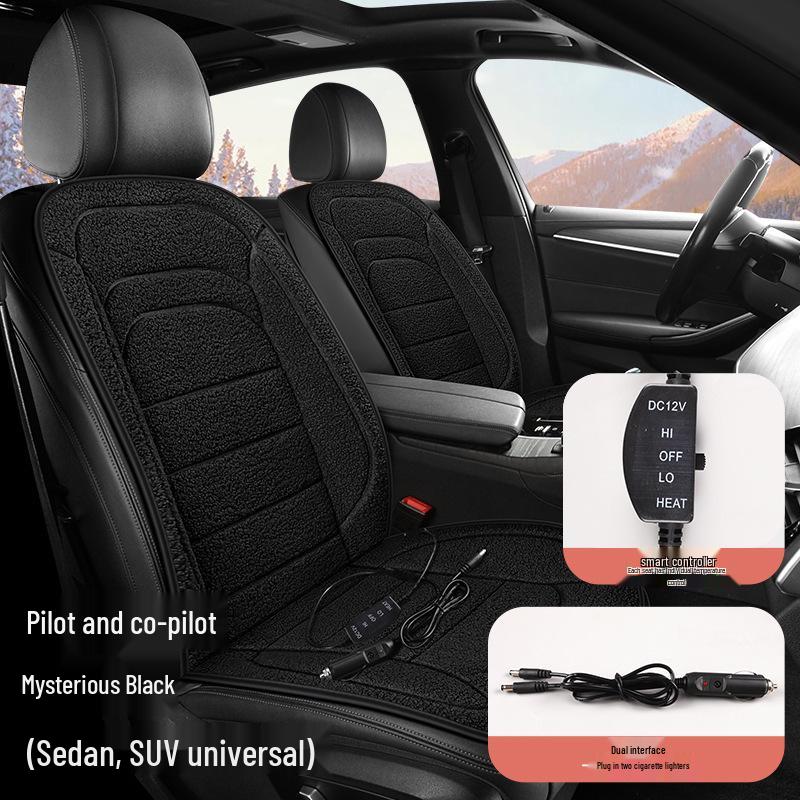 Universal Non-Slip Heated Plush Seat Cushion, 12V/24V, Quick Warmth for Winter