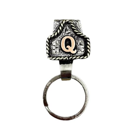 Western Cowboy Letter Keychain Vintage Initial A-Z Key Clip Metal Key Chain Belt Keyring Denim Style Accessory
